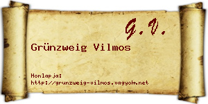 Grünzweig Vilmos névjegykártya